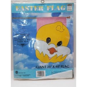 1996 Caldor Giant Easter Flag 28" x 40" Indoor Outdoor Hand Embroidered Design